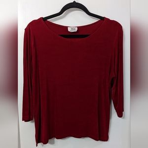 Dark Red 3/4 Sleeve Top Size L Jostar